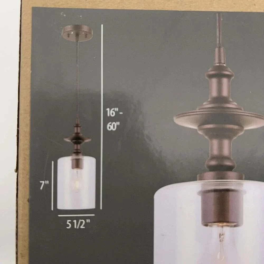 Canarm York Oil Rubbed Bronze Clear Glass‎ Pendant Light Fixture IPL276B010RB