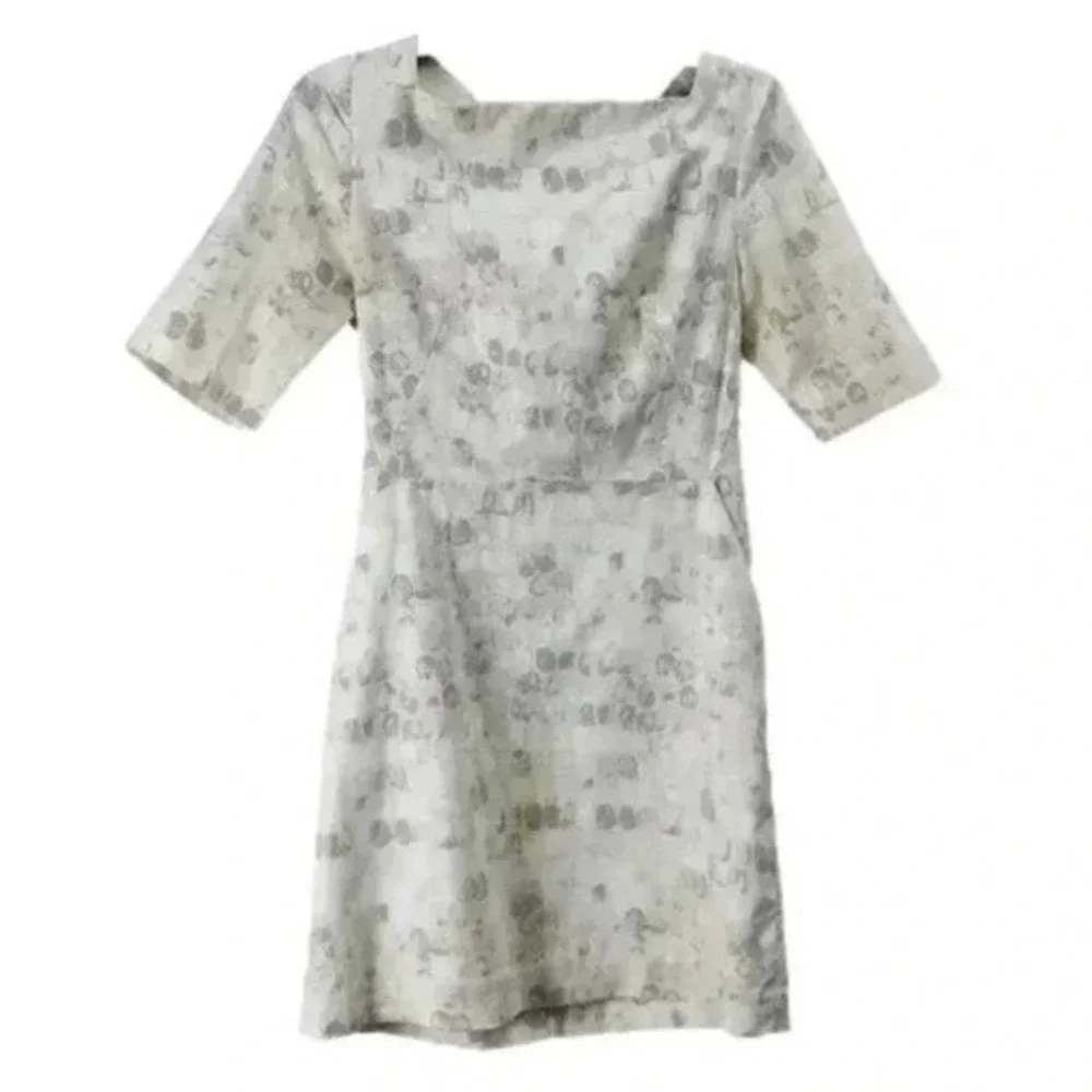 KATE SPADE SATURDAY Watercolor Dot Sheath Dress Grey‎ Boat Neck Size 2