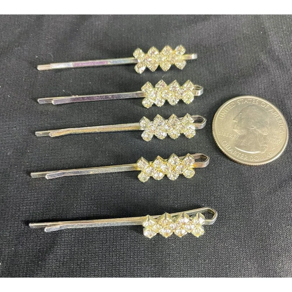 Silver Crystal Rhinestone Bridal‎ Hair Pins Wedding Prom Set of 5 NEW