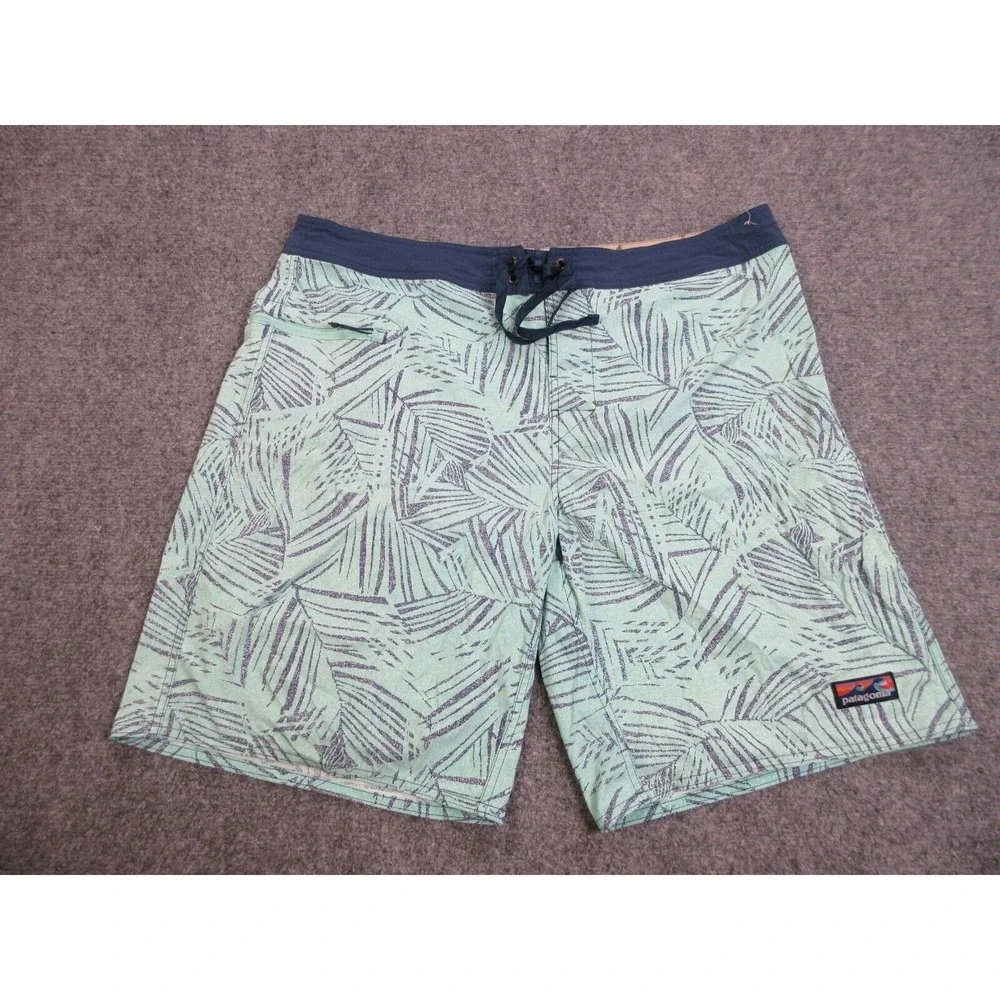 Patagonia Swim Trunks Mens‎ 40 Green Wavefarer Lightweight Board Shorts 40X21
