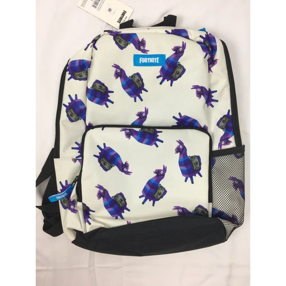 New Fortnite Backpack Cream Purple Llama Loot‎ Pinata Pockets 17” School