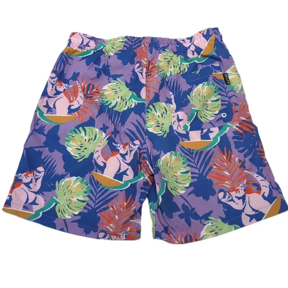 Brooklyn Cloth Co Swim Trunks Shorts Mens Size M Surfing Dinosaurs Print NEW NWT