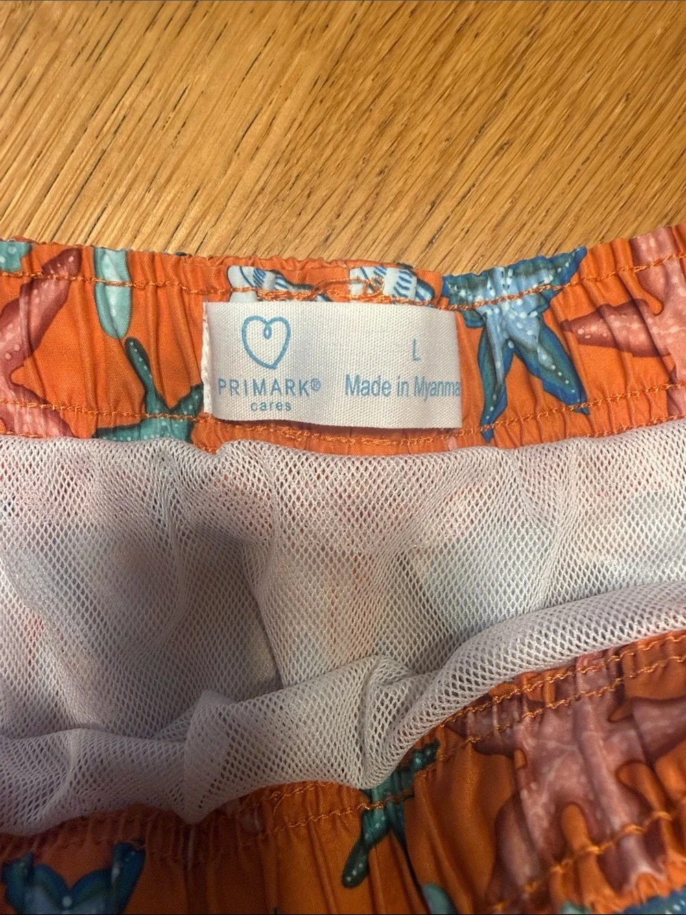 Primark Orange Starfish & Shell Print Men’s Swim Trunks