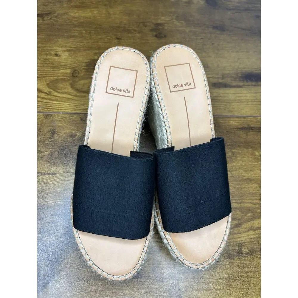 Dolce Vita Women’s Black‎ Espadrille Wedge Slip On Sandal Size 7.5