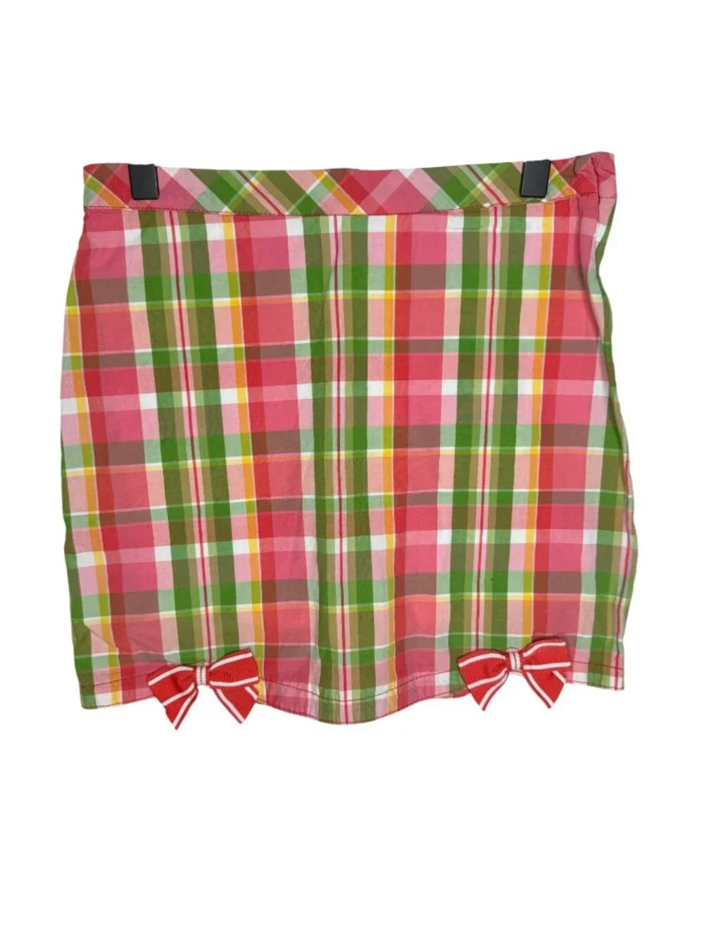 Gymboree Girls Size 12 Plaid Skort Pink Green Bow Mini Skirt Shorts