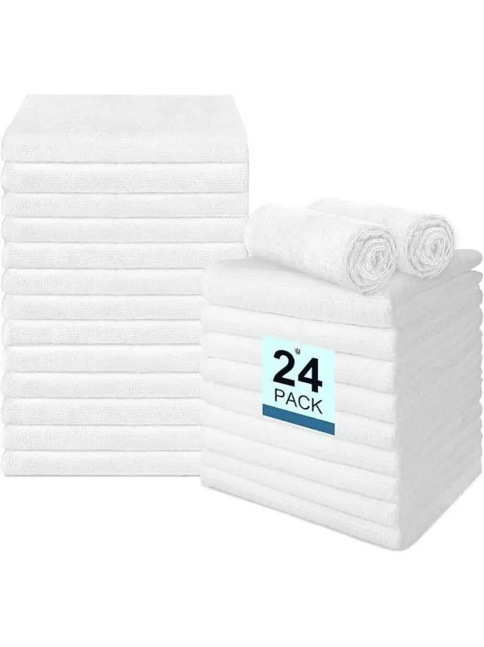 White Microfiber Hand Towels Set 24 Pack Quick Dry Absorbent Gym Bathroom Salon