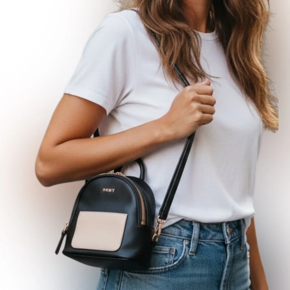 DKNY Bryanna Mini Stylish Black and Cream Backpack