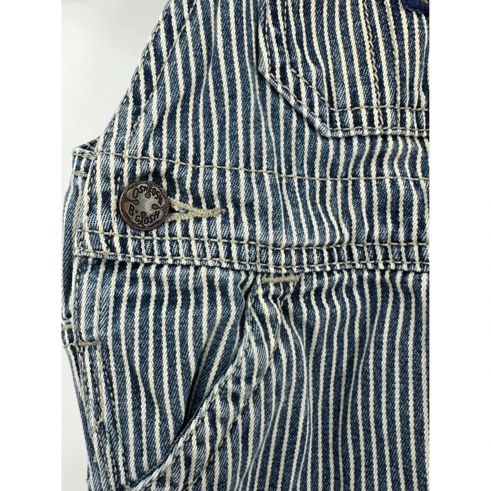 OshKosh B'gosh Kids Blue Hickory Stripe Vestbak Denim Bib Overalls 12 Months VTG