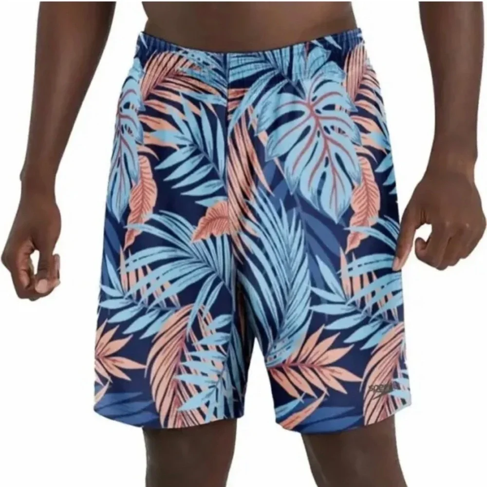 Speedo Men's Swim Trunk, Dark Blue Tropical , XL New