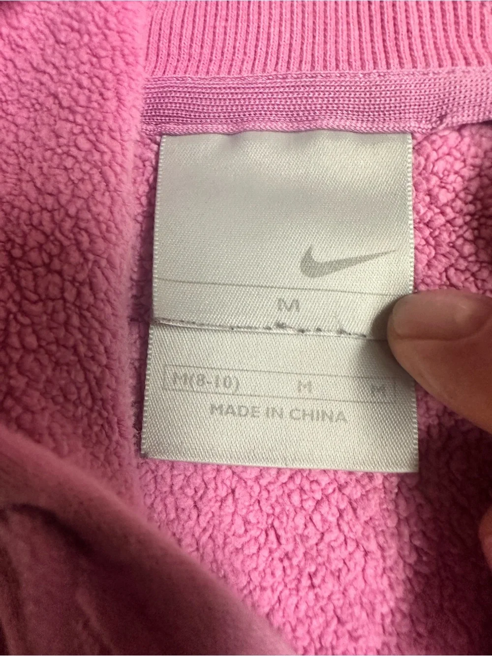 Nike Pink Sherpa-Lined Hoodie with White Swoosh