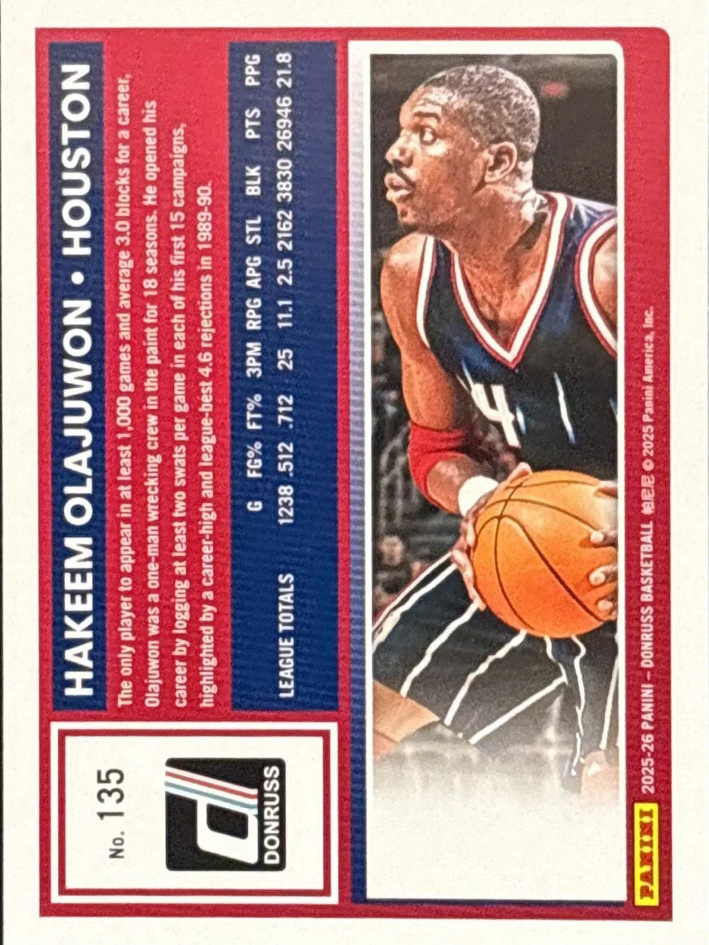 Panini Donruss Hakeem Olajuwon Basketball Trading Card - Green Laser Prizm