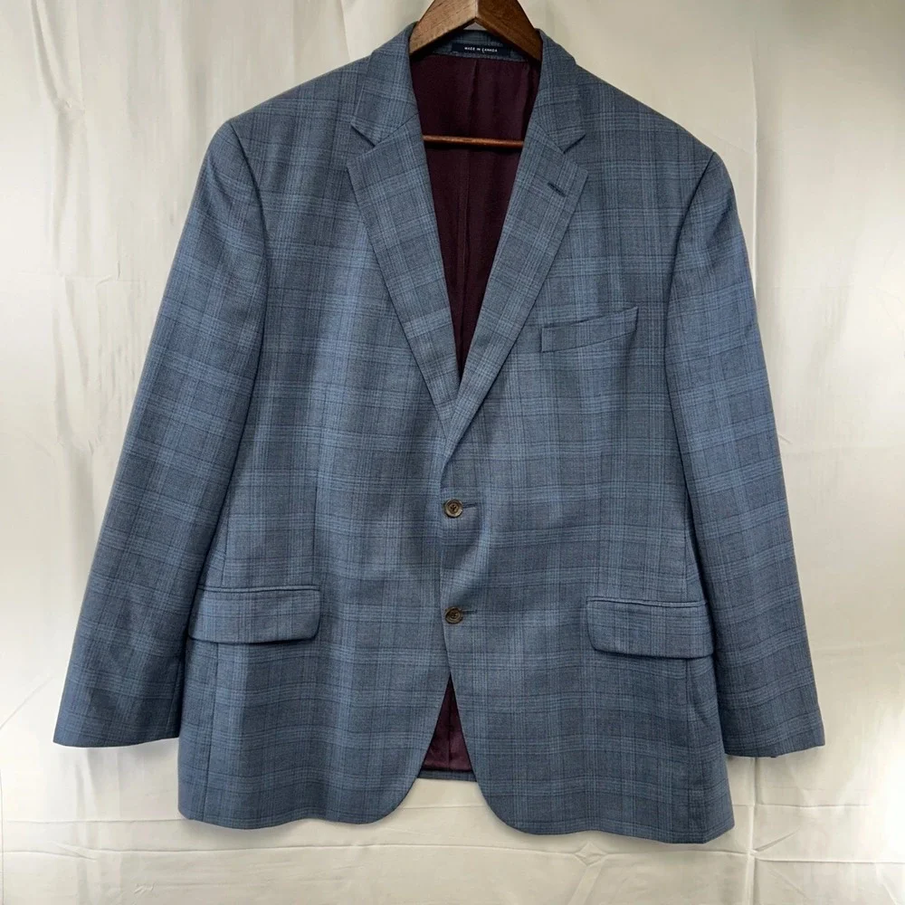 Cremieux Sport Coat Mens 46R Blue Glen Plaid Loro Piana Wool Blazer Canada