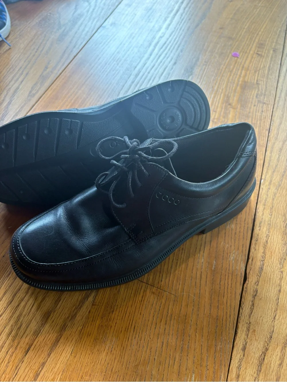 Nwot Ecco Men's Black Leather Lace-Up Derby