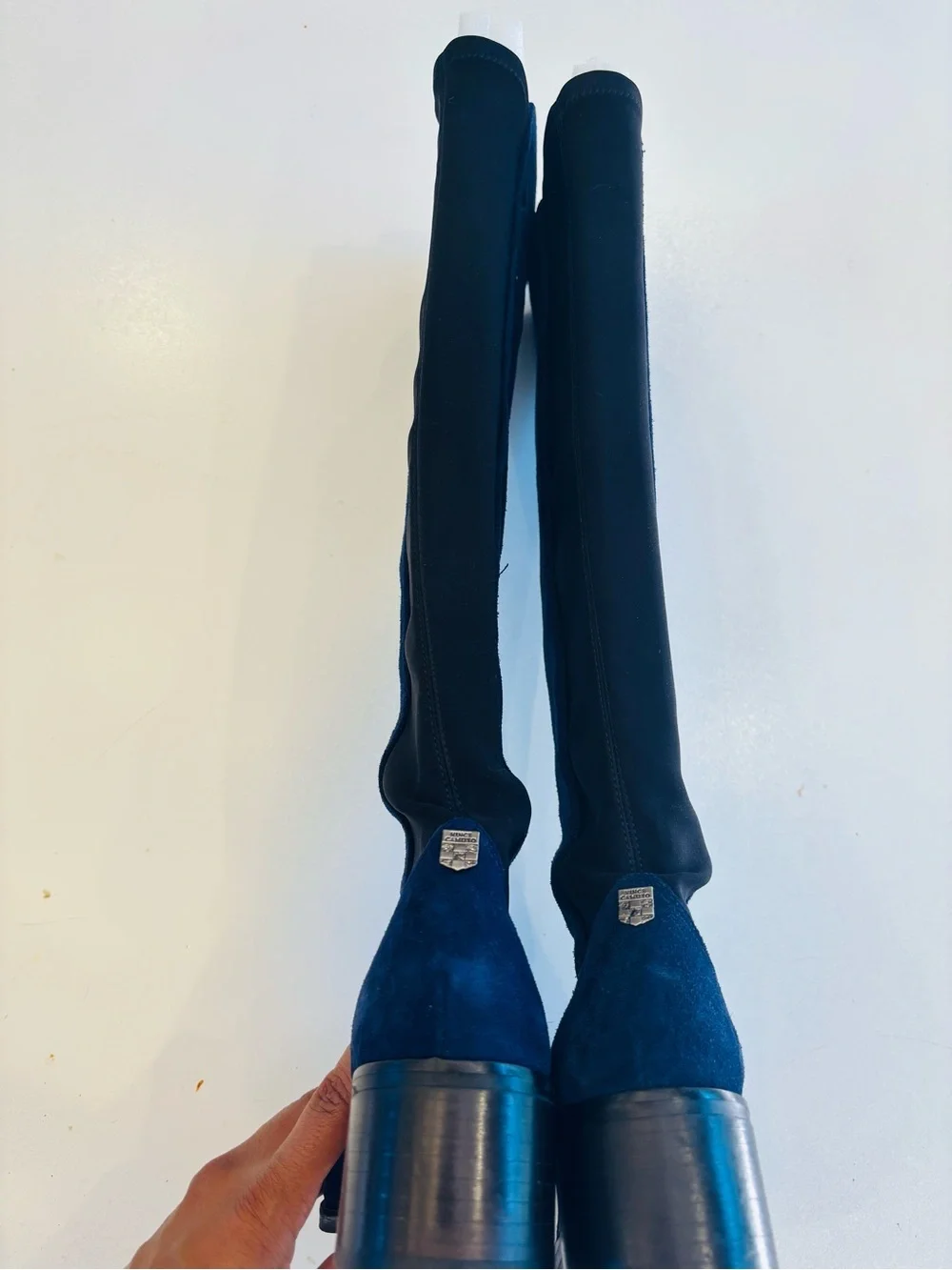 Vince Camuto Tall  Leather Suede Over-the-Knee Boots in Deep Teal Blue size 7