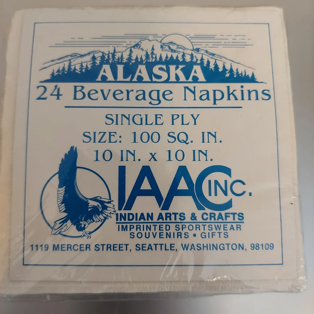 Vintage Alaska Wildflowers 24 Beverage Napkins‎ Indian Arts & Crafts 10x10