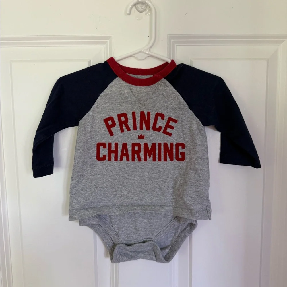GAP Gray & Blue Long Sleeve Toddler Boy Shirt - Size 3-6 months