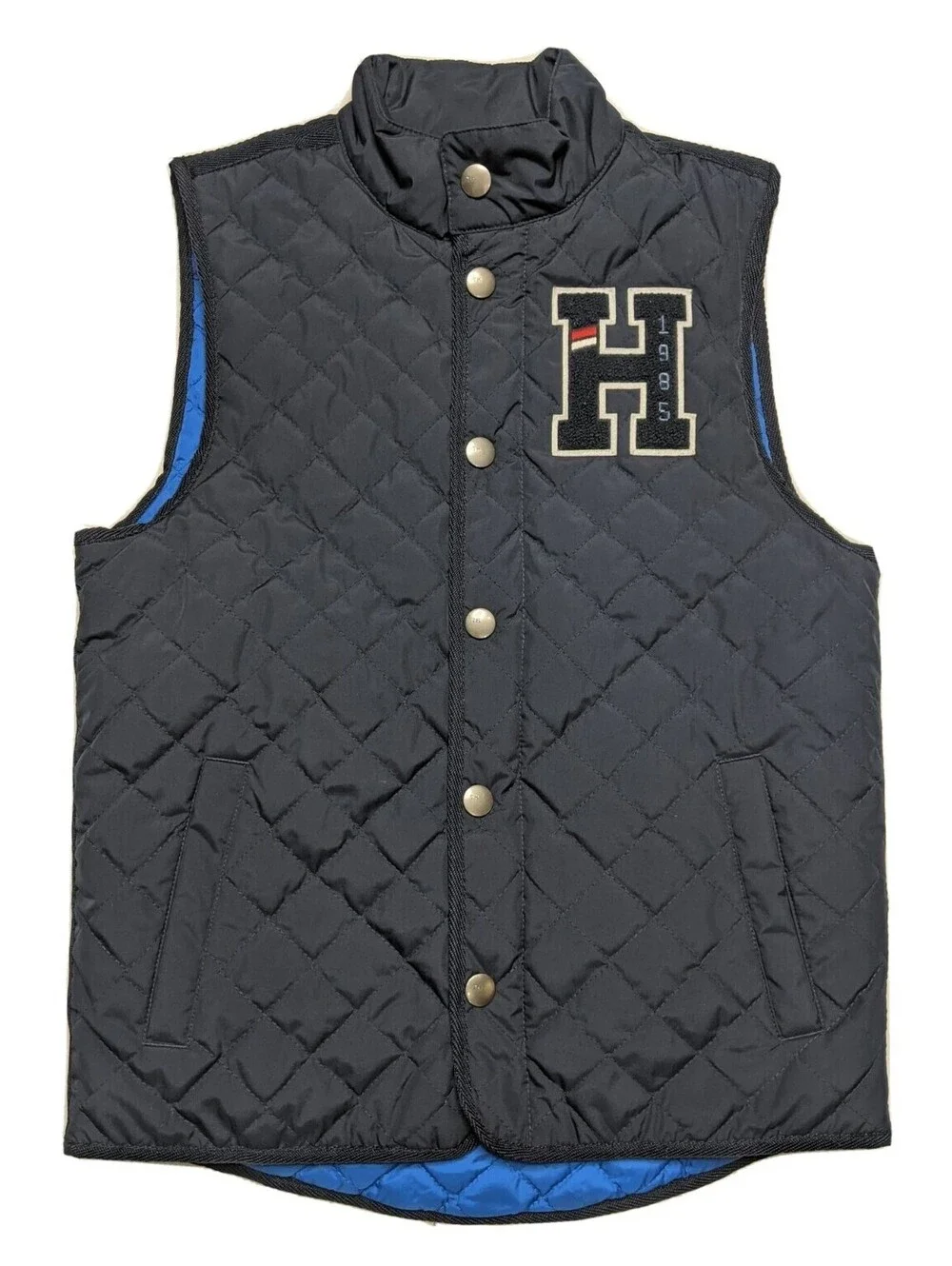 Tommy Hilfiger Youth Boys Kids Large 12/14 Blue Quilted Puffer Vest Jacket Winte