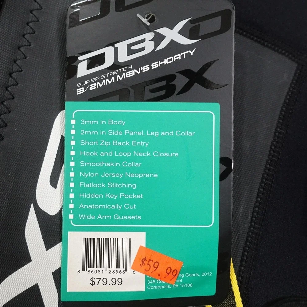New!‎ DBX Wetsuit Mens Size M 3/2mm Shorty Neoprene Surf Swim Dive Super Stretch