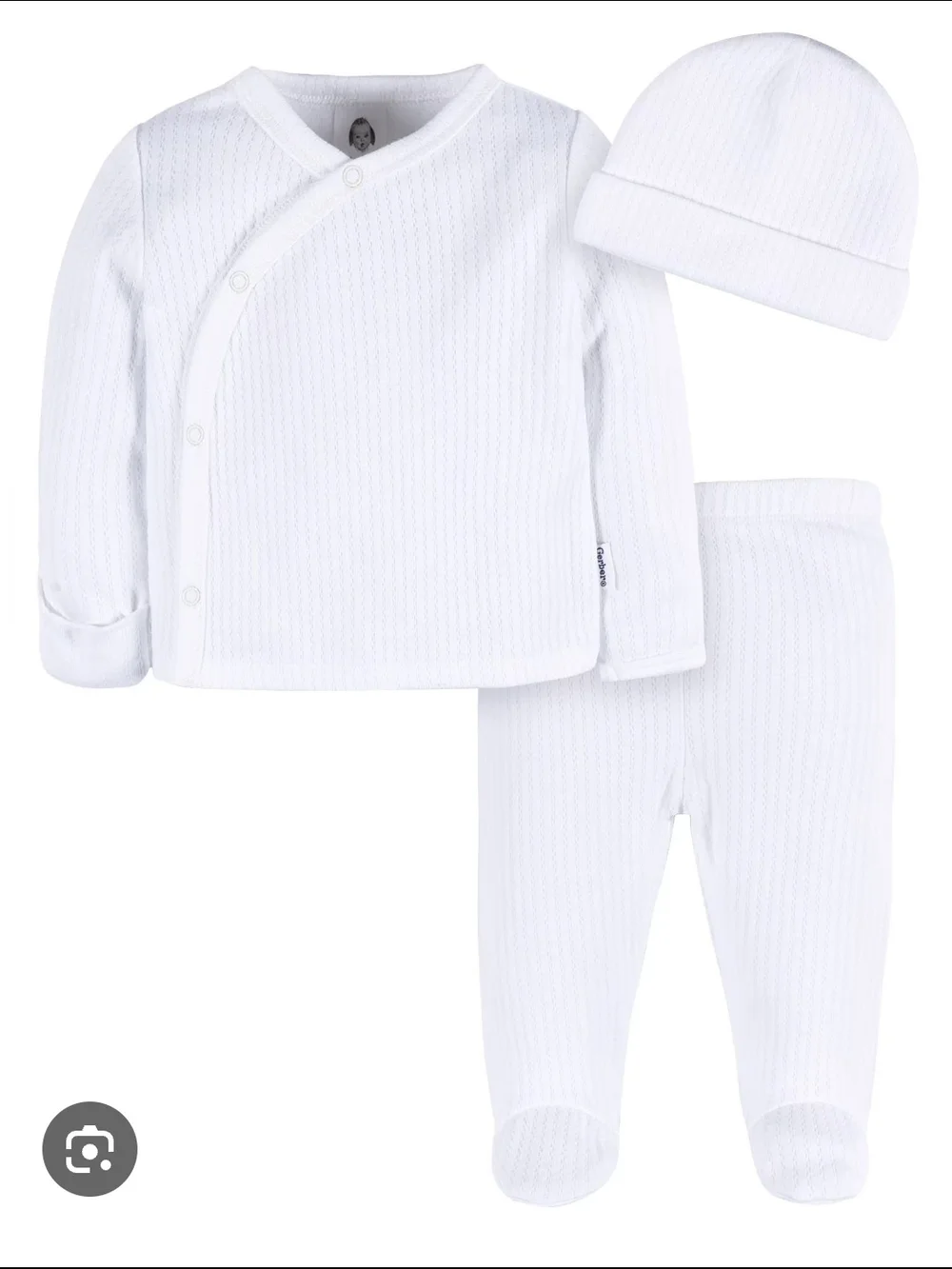 Gerber White 3-Piece Baby Matching Set
