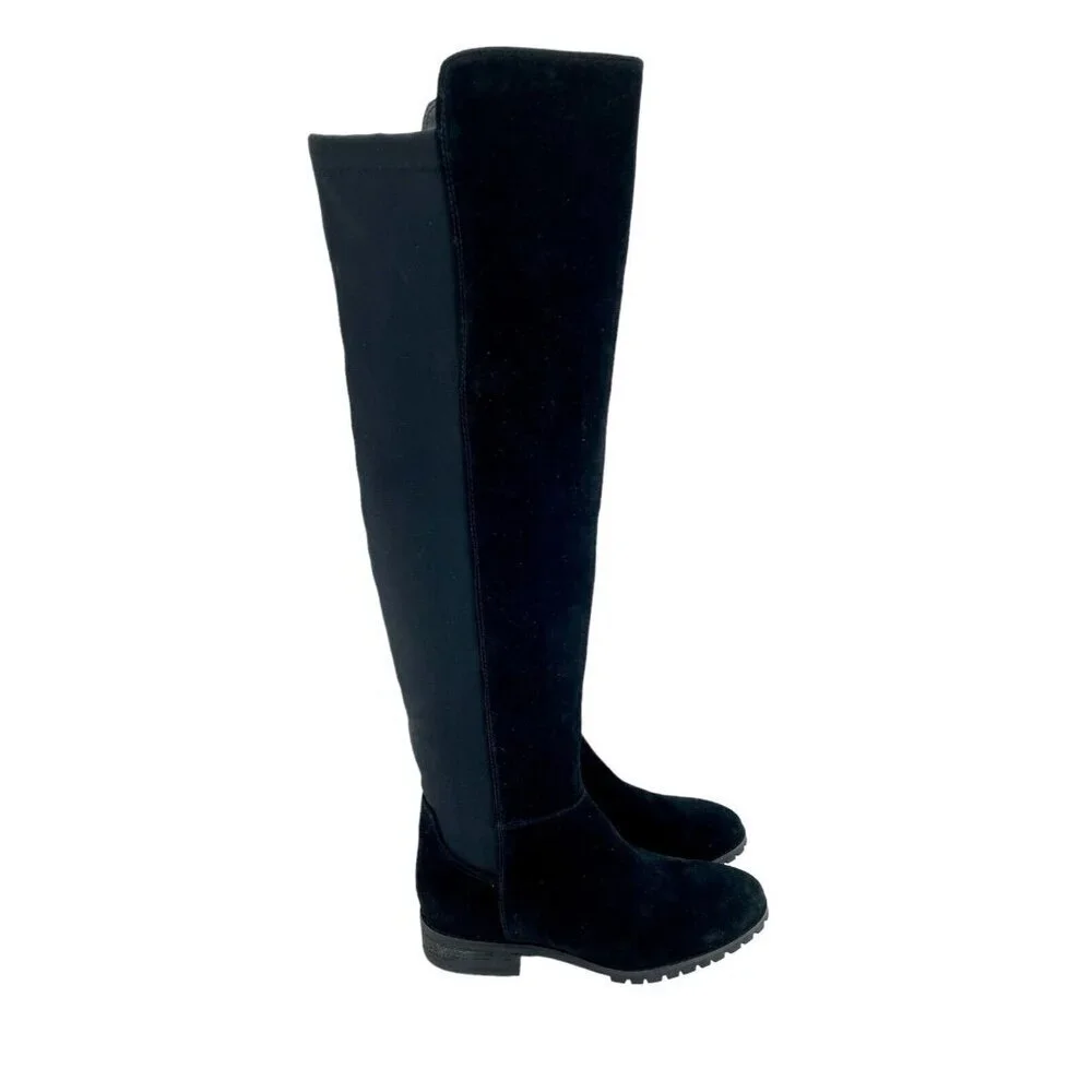 Blondo Presto Riding Boots OTK Black Suede Leather Waterproof SZ 5.5 New