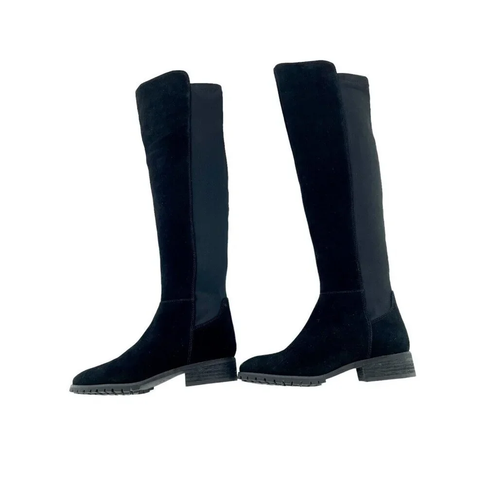 Blondo Presto Riding Boots OTK Black Suede Leather Waterproof SZ 5.5 New