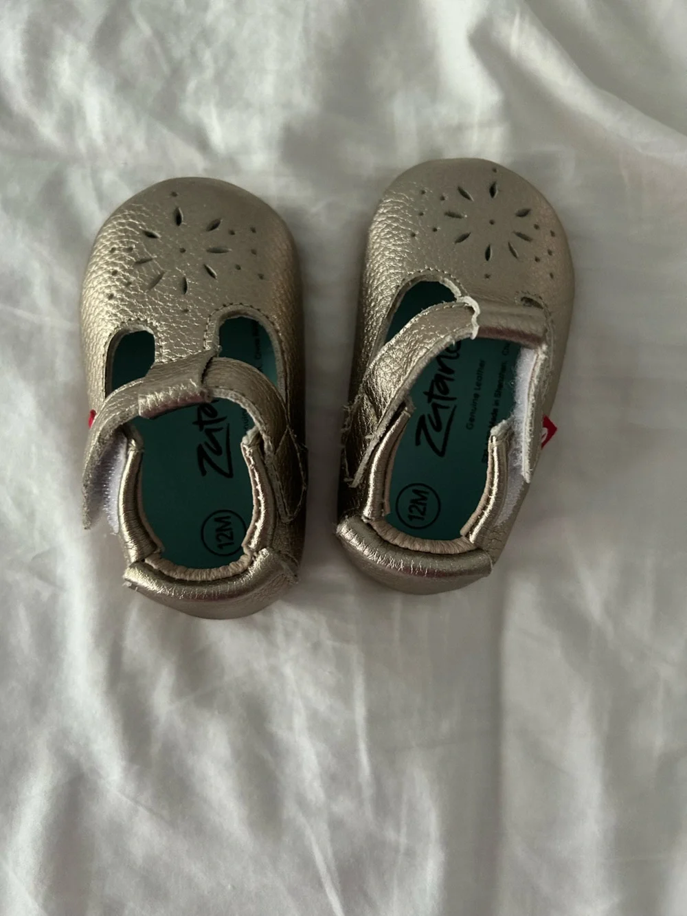Zutano Metallic Gold Baby Mary Janes with Hook Strap