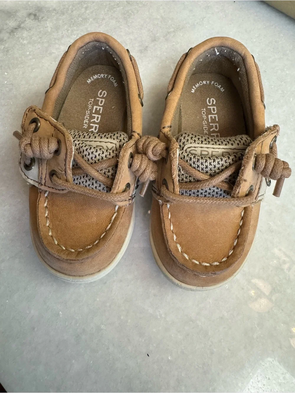 Sperry Crib Brown Boat Shoes with Memory Foam Comfort