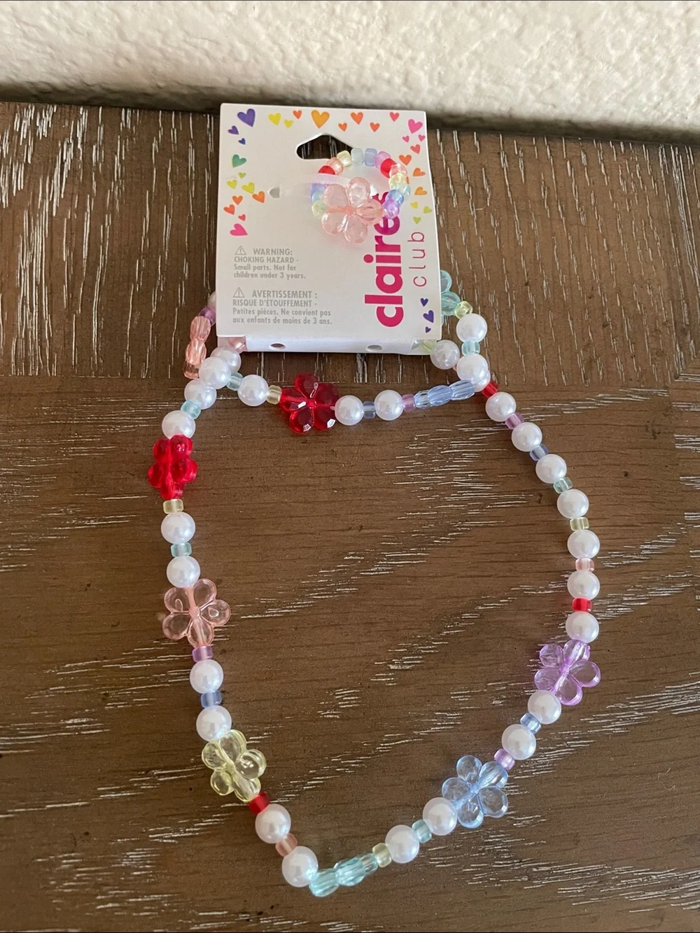 💖 Pick three $15 - Claire’s Pearl & Flower Bead Necklace, Ring and Bracelet