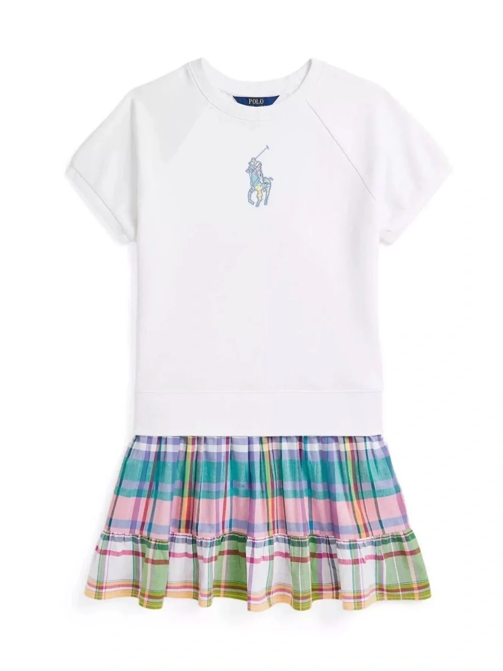 Girl's Dresses Polo Ralph Lauren Kids Big Pony Plaid-Skirt Terry Dress L 12-14