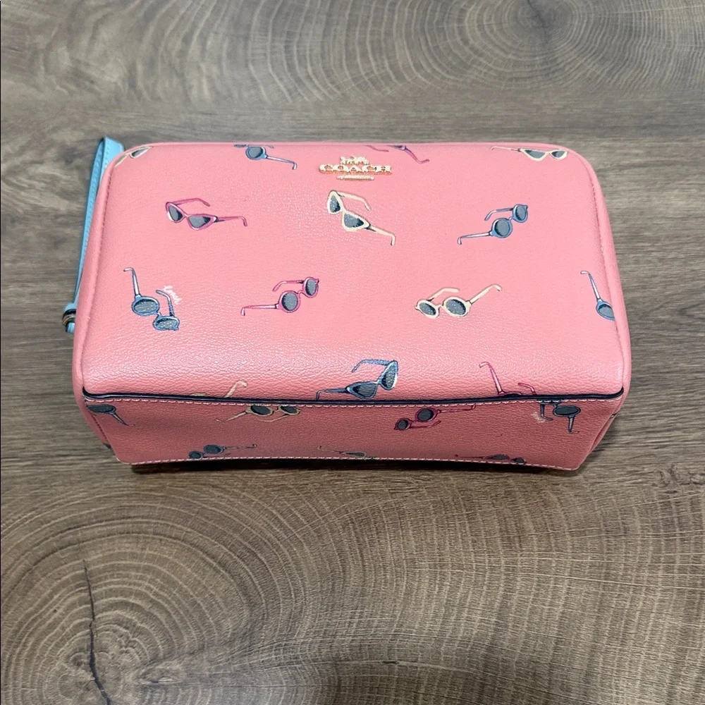 Coach Pink Sunglasses Print Cosmetic Case