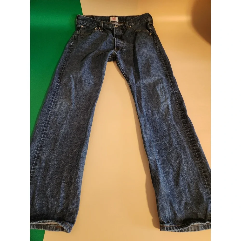 Levi's 501 Original Fit Jeans Mens 36x34 Dark Wash Blue Straight Leg Button Fly