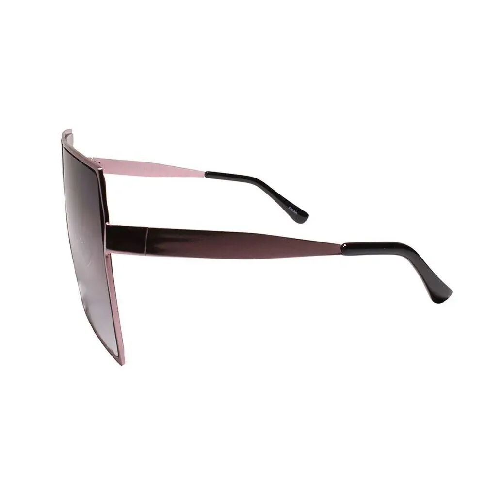 Contemporary Glam XXL Oversized Metal Square Pink Sunglasses Women