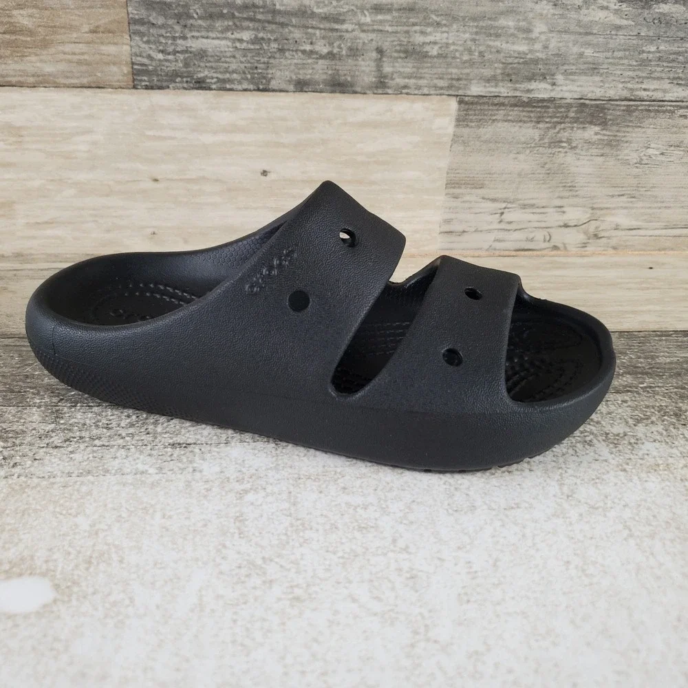 Crocs Classic V2 Little Kids Sandals Sz 12 C12 Black Rubber Comfort Slip On