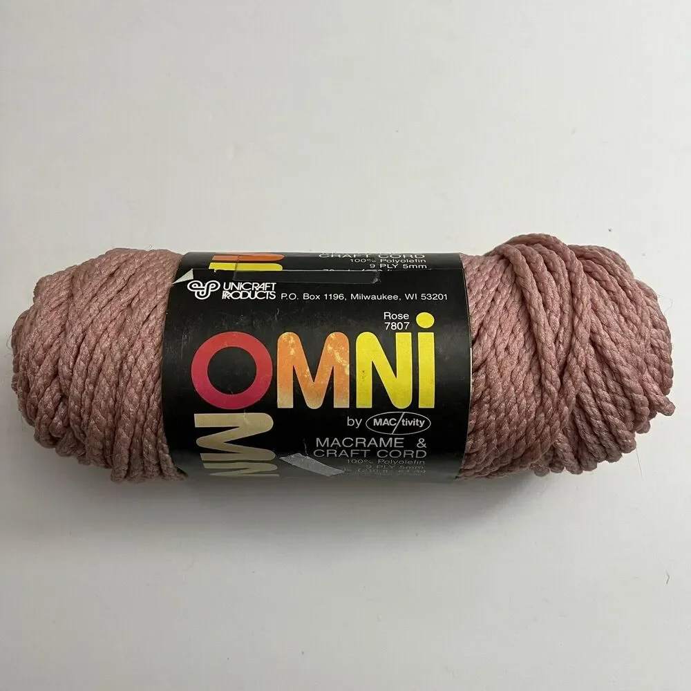 Vintage Omni Macrame Craft Cord 5mm 70 Yards 9 Ply Rose Pink Knotting Weaving