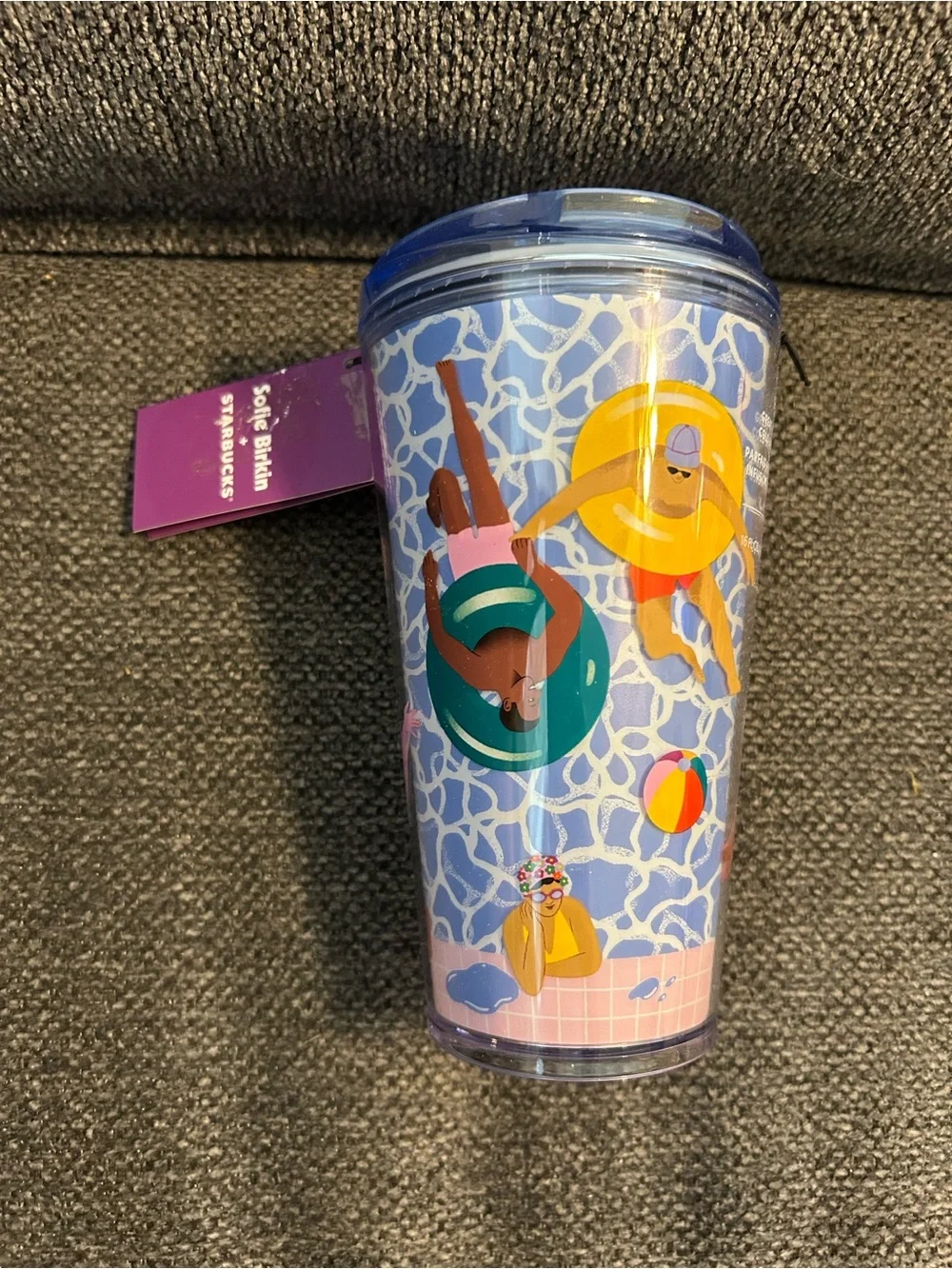 Starbucks Light Blue Pool-Print Tumbler. Sofie Birkin Pride Collaboration