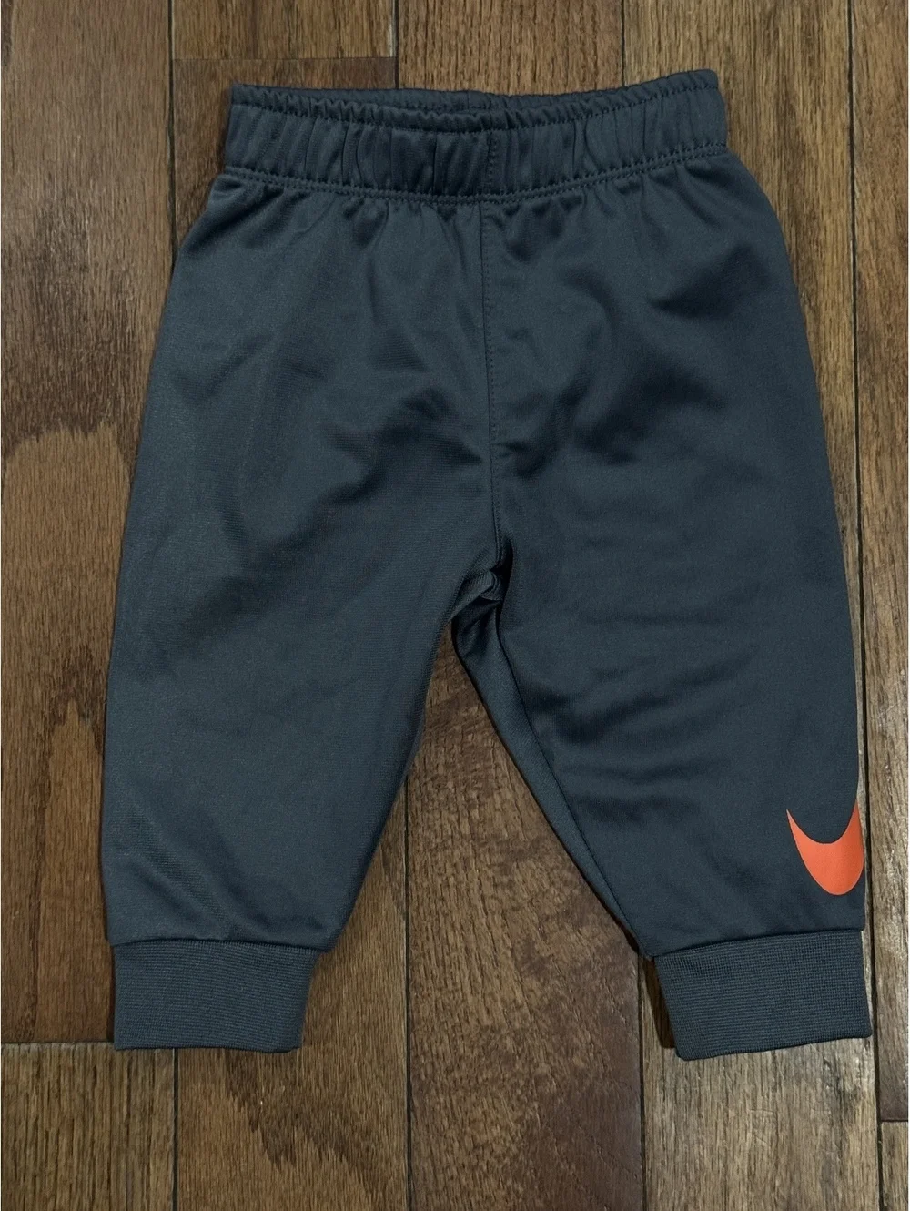 Nike Baby Toddler Athletic Pants 6M Dark Gray with Orange Swoosh