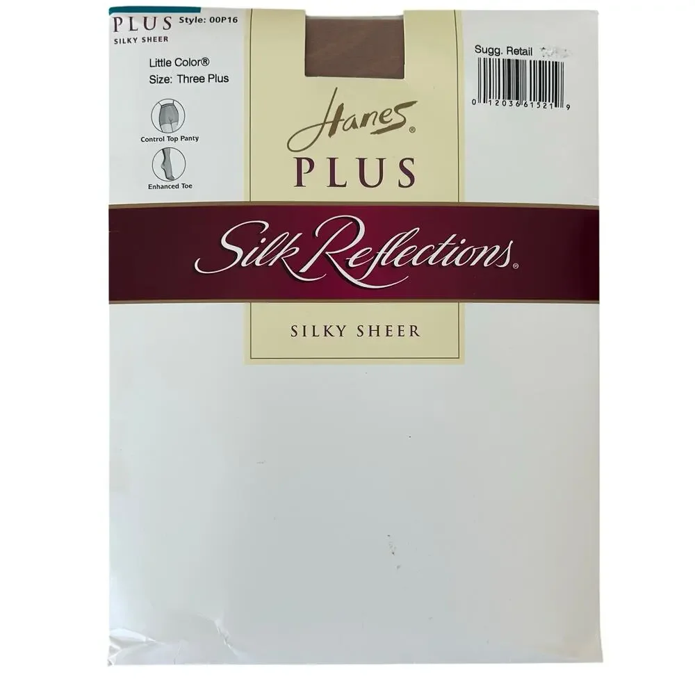 New Vintage Hanes silk reflections Sheer support pantyhose 90s Y2K nude 3X plus