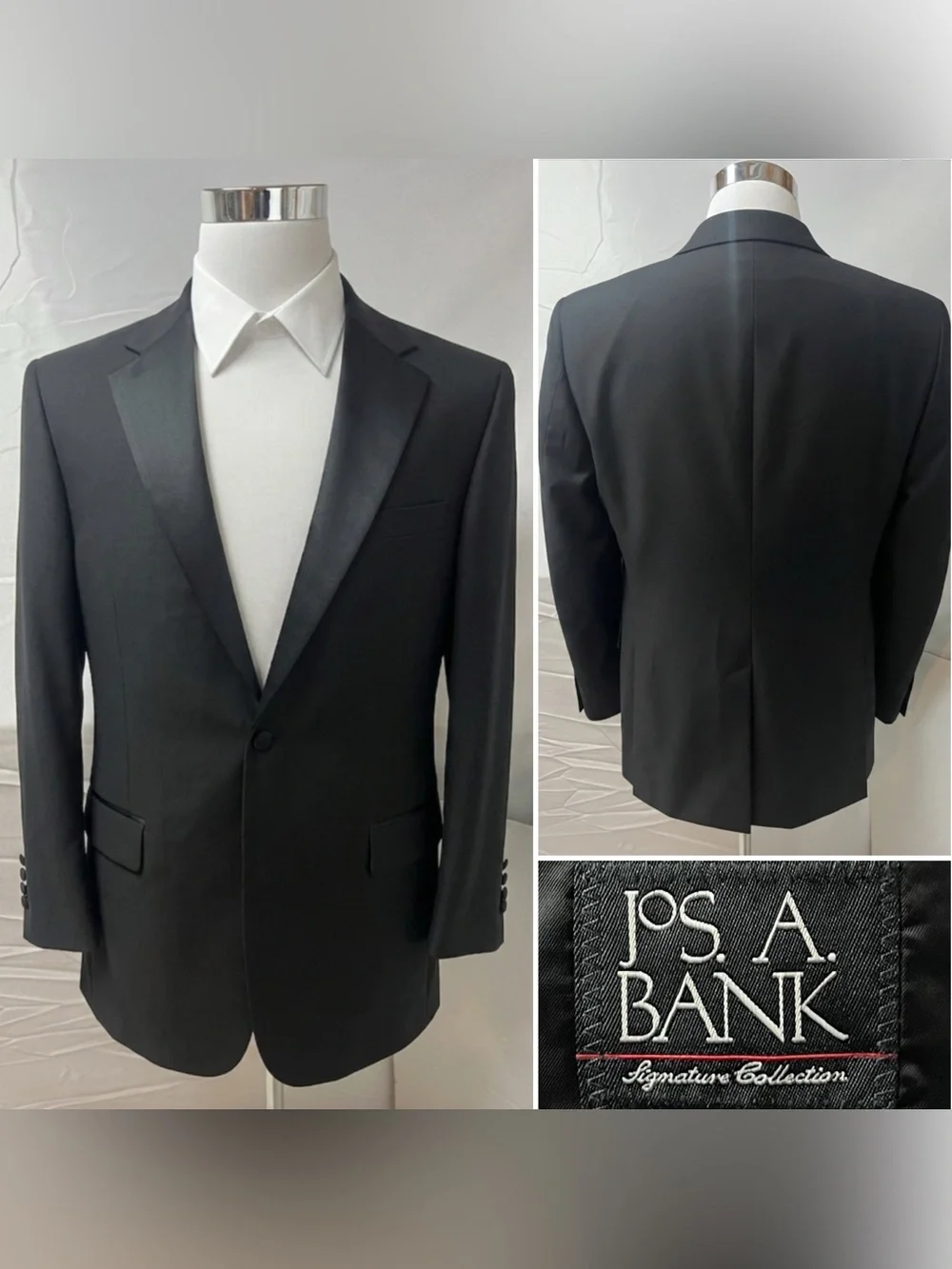 Jos. A. Bank Men's 40R Black Single Button Tuxedo Blazer Jacket Coat