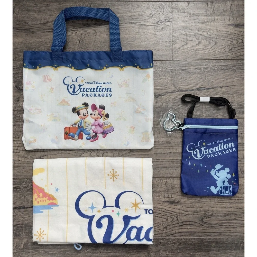 Tokyo Disney Resort Vacation Package Multi Gauze Blanket & Shoulder Bag Htf
