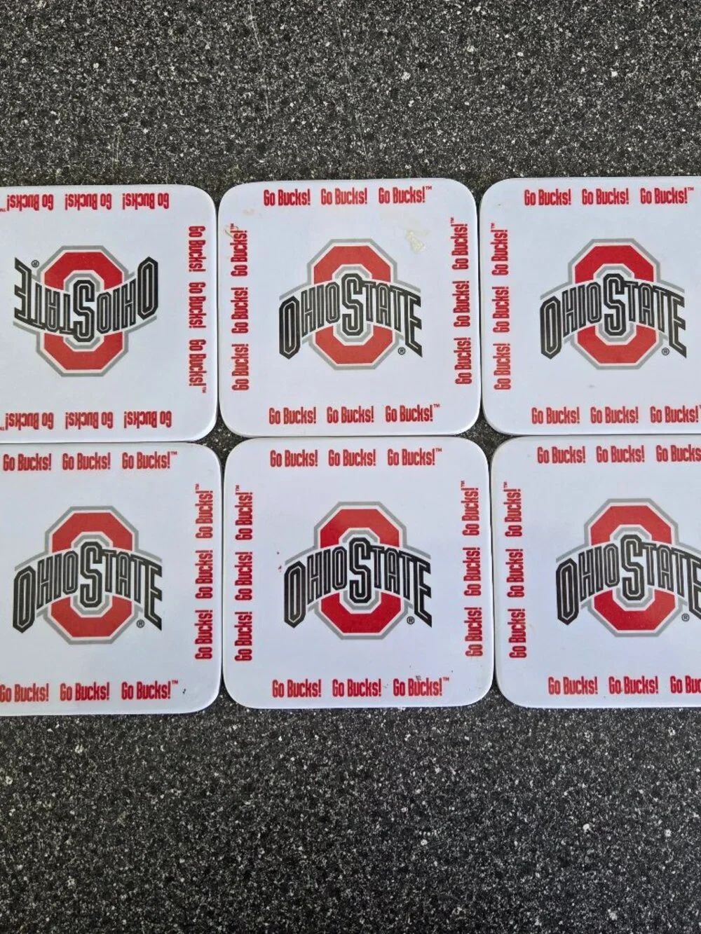 Ohio State Buckeyes Go Bucks! Coasters (6) 4x4
