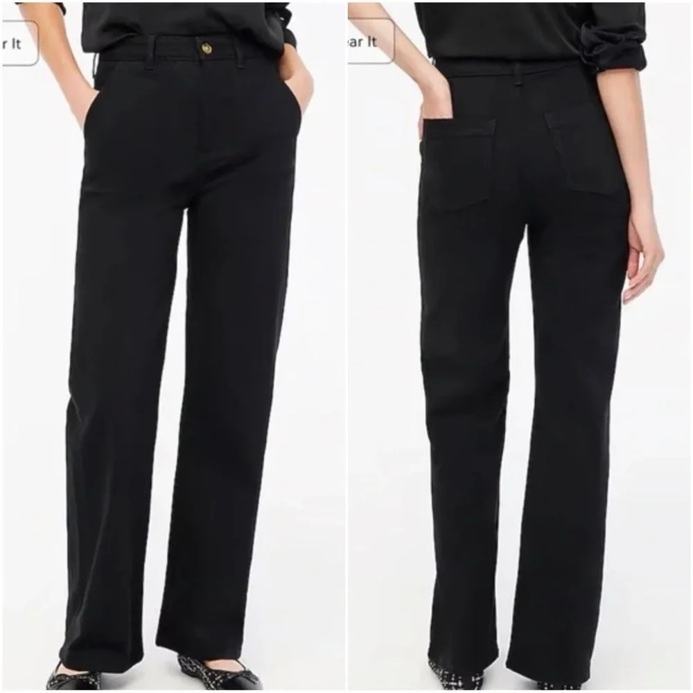 J. Crew‎ Wide-Leg High Waist Denim Black Jeana All Day Stretch Size 31  NWT