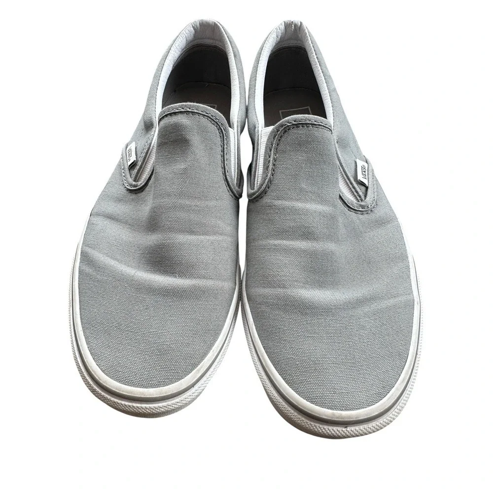 Vans Slip On Shoes‎ Mens 9.5 Womens 11 Gray Classic Canvas Casual Skate Sneakers