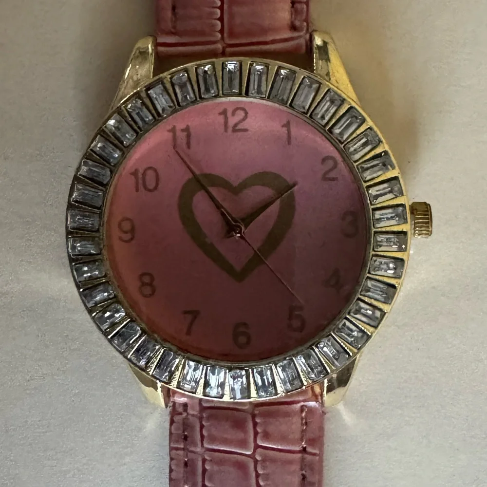 PINK Vegan Croc Band Embellished Face Wrist Watch NWOT