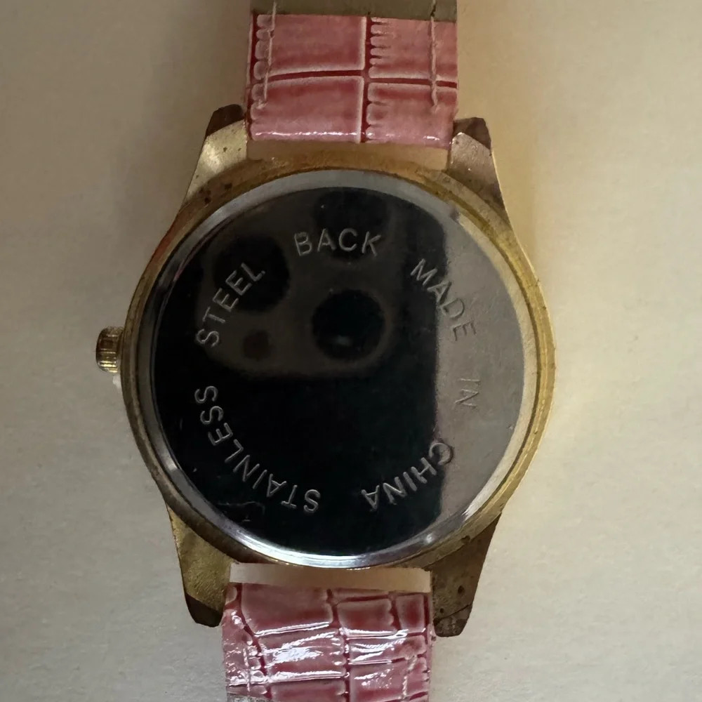 PINK Vegan Croc Band Embellished Face Wrist Watch NWOT