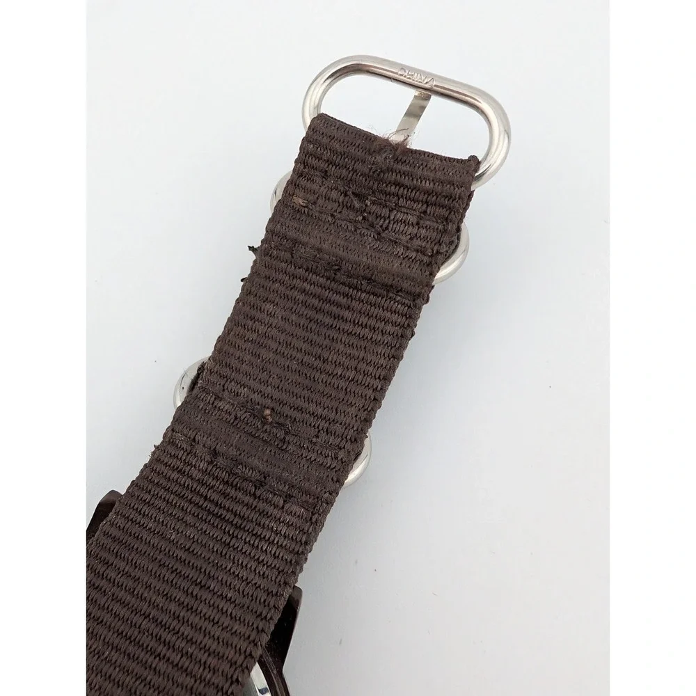 Xhilaration Watch Men 41mm Case Military Time Brown Canvas Strap-‎ New Battery