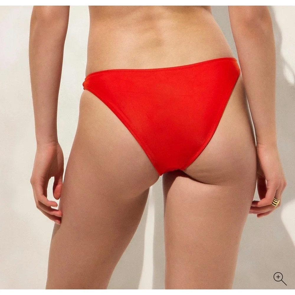 J Crew High Cut Leg Cheeky Mid Rise Bikini Bottom Womens Medium Fuchsia Pink‎
