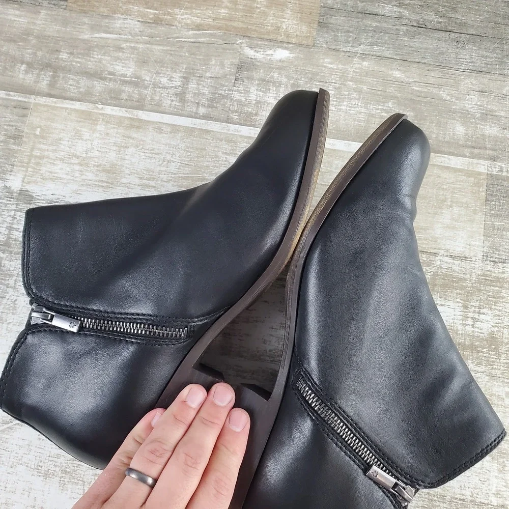 Lucky‎ Brand Basel Womens Booties Sz 11 W Black Leather Side Zip Ankle Boots
