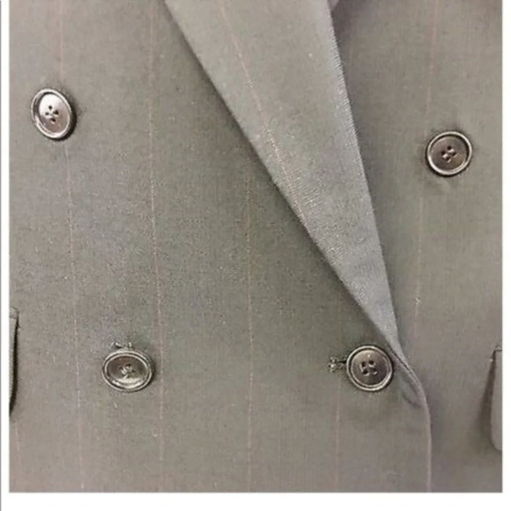 Paulo Solari Suit Jacket Double Breasted Pinstripe Wool Blazer Mens 42S Athletic