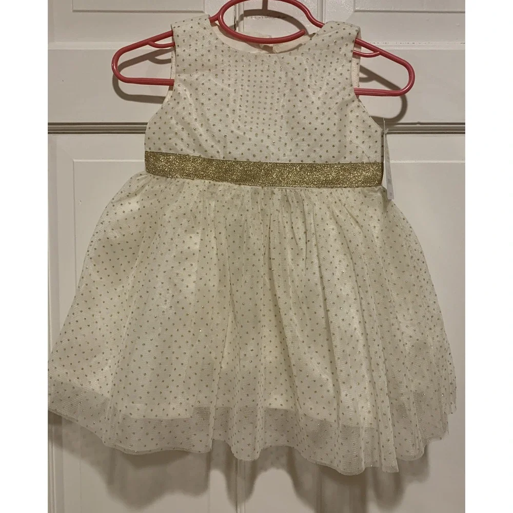 New Special Occasion Dress Carter's‎ Just One You Gold Polka Dot - Size 9M