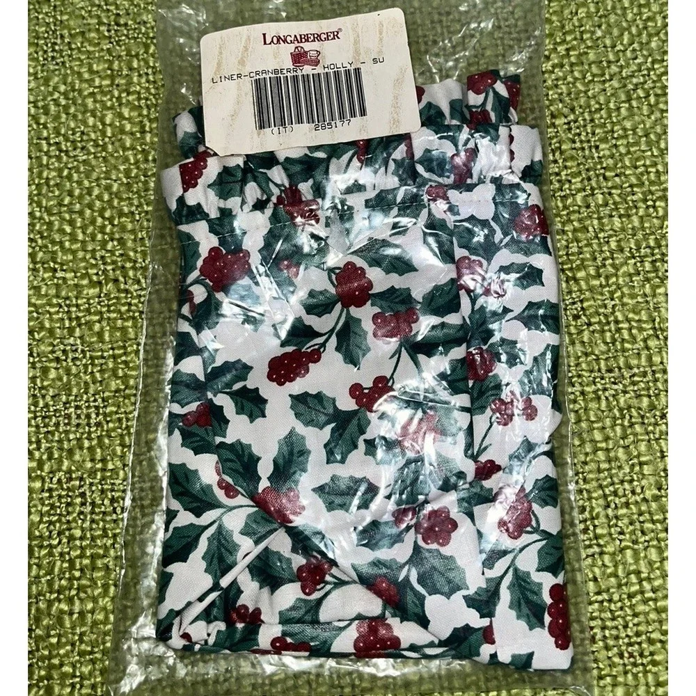 Longaberger Basket liner  1995 CHRISTMAS CRANBERRY‎ Holly